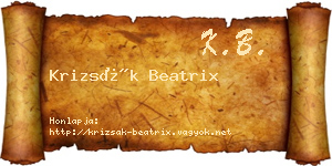 Krizsák Beatrix névjegykártya